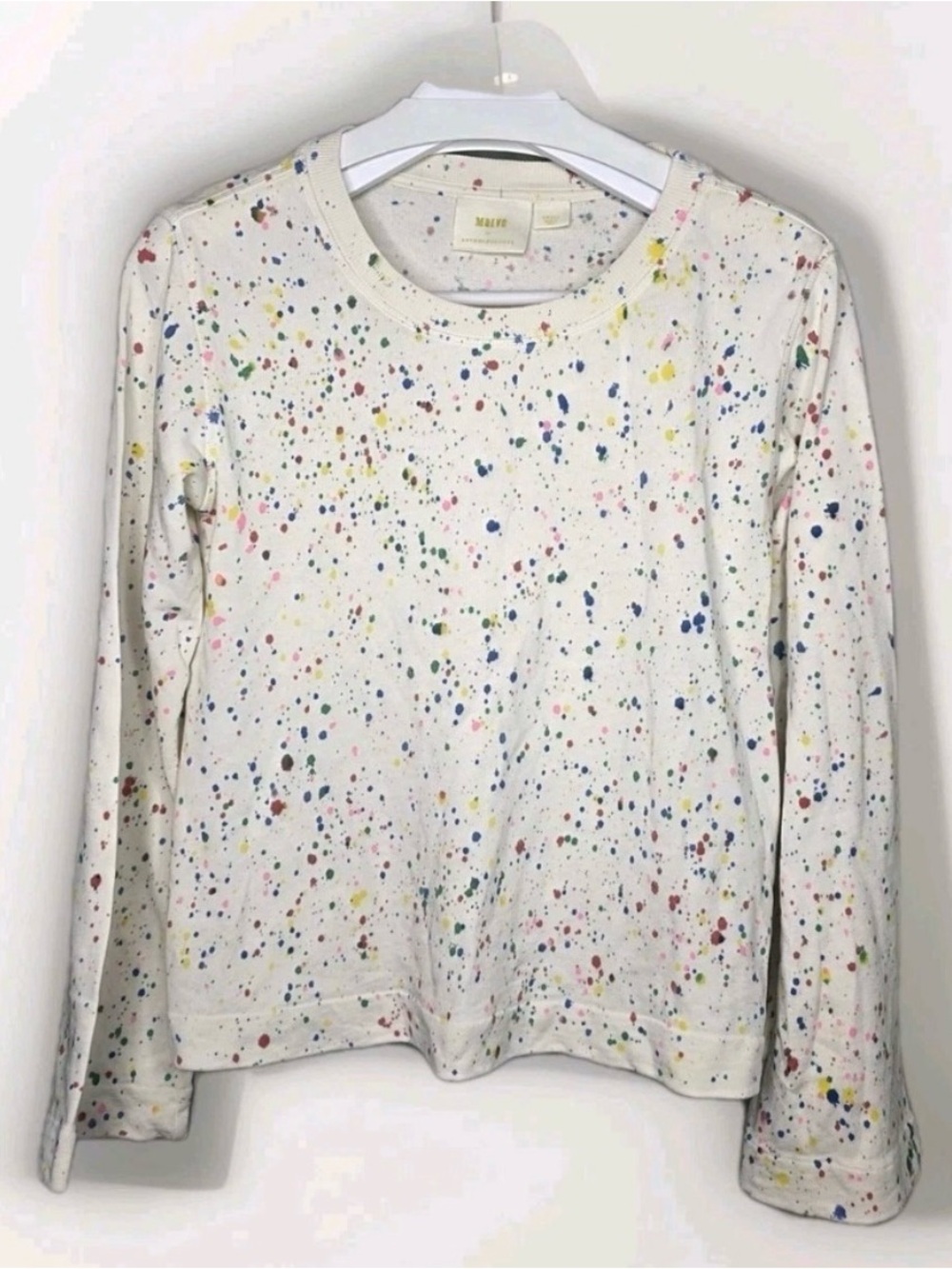 Anthropologie Maeve White Speckled Multicolor Sweater